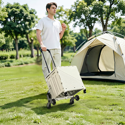 Folding Utility Cart with Lid – Rolling Storage Wagon for Shopping, Travel & Outdoor Activities